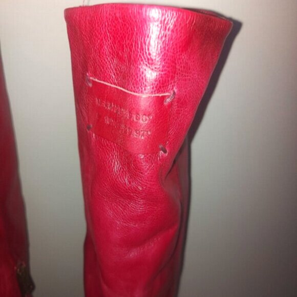 AS98  Knee High Red Italian Leather Boots - Size 38 (7.5/8 US) NWT - Picture 9 of 11